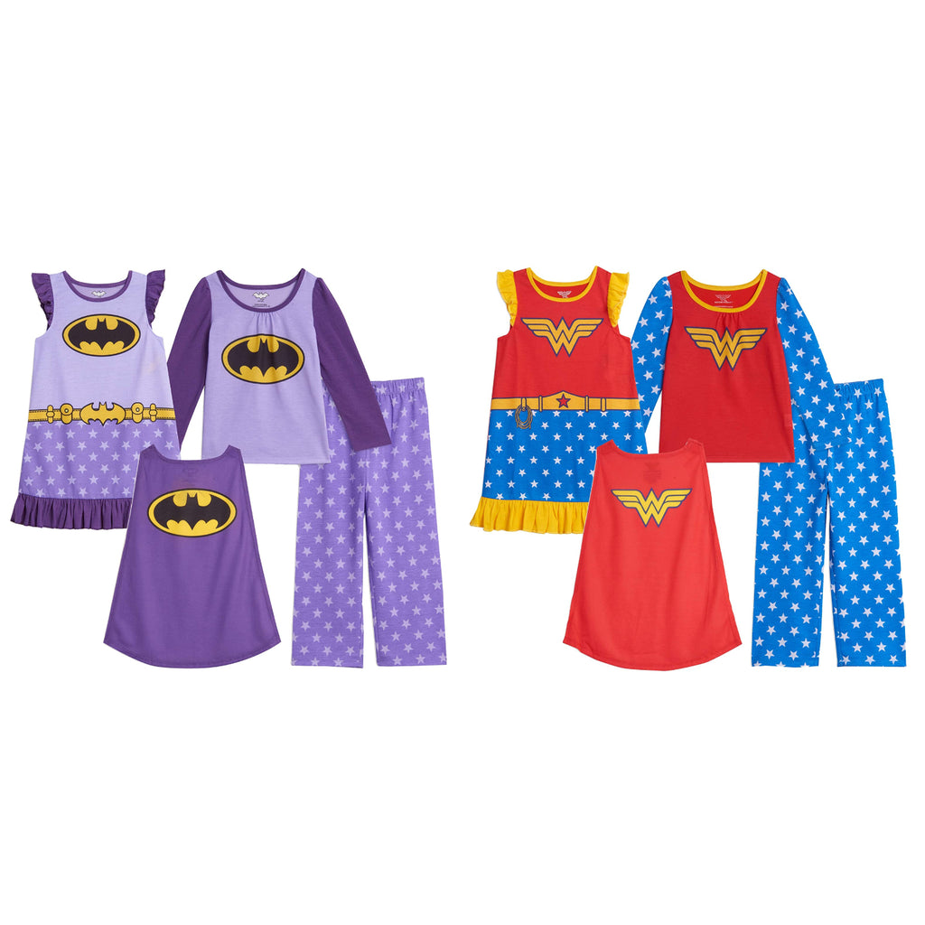 DC Comics Batgirl or Wonder Woman Long Sleeve Shirt, Pants, & Nightgow