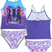 Disney Descendants Girls' 2 Piece Tankini Swimsuit Set, Sizes 4-14/16