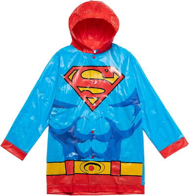 DC Comics Boys' Superman Hooded Raincoat with Detachable Cape, Sizes 4T-12