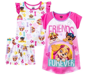 Paw Patrol Toddler Girls' 3 Piece Pajama Set, Sizes 2T, 3T, 4T