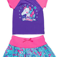 Jojo Siwa Little Girls' 5-Piece Rash Guard and Swimsuit Set, Size 4