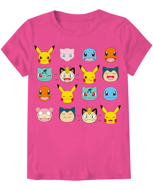 Pokemon Girls' Mixin Heads T-Shirt, Little Girls' XS-XL