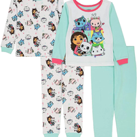 Gabby's Dollhouse Toddler Girls' 4 Piece Long Pajama Set, Sizes 2T-4T