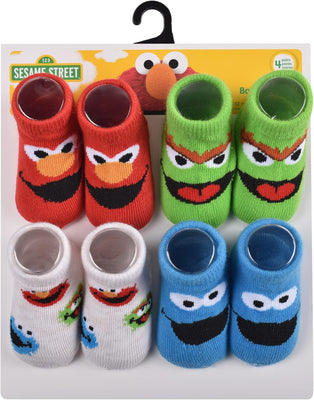 Sesame Street Baby Boys' 4 Pack Character Socks, Size 18-24 Months