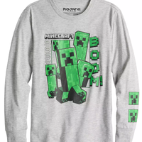 Minecraft Big Boys' Creeper Long Sleeve T-Shirt, Boys' Sizes S, L, XL