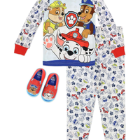 Paw Patrol Boy’s 2 Piece Cotton Pajama Set with Matching Cozeez Slippers