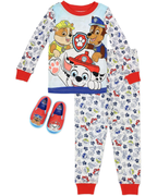 Paw Patrol Boy’s 2 Piece Cotton Pajama Set with Matching Cozeez Slippers