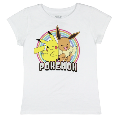 Pokemon Girls Pikachu and Eevee T-Shirt, Sizes XS-XL