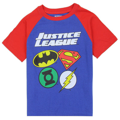 Justice League Boys 4-7 Hero Logos Raglan T-Shirt