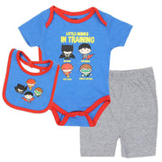 Justice League Baby Boys Little Heroes in Training Bodysuit Set