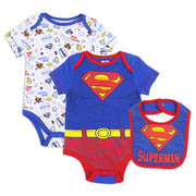 Superman Baby Boys 2-Pack Bodysuits and Bib Set