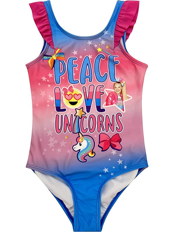 JoJo Siwa Girls' Peace, Love, Unicorns Swimsuit (Little Girls