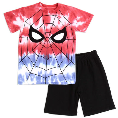 Spiderman Boys' Tie-Dye T-Shirt and Knit Shorts Set (Little Boys)