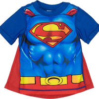 DC Comics Boys' Batman or Superman Rash Guard with Towel Cape, Boys Size 4