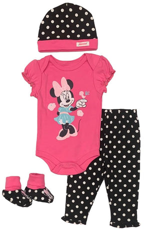 Disney Minnie Mouse 4 Piece Bodysuit and Pants Layette Set (Baby Girls)