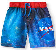 NASA Boys' Starry Sky Swim Trunks, Blue M(8)