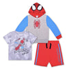 Marvel Little Boys' Spiderman 3 Piece Hoodie, T-Shirt, and Shorts Set, Boys 4-7