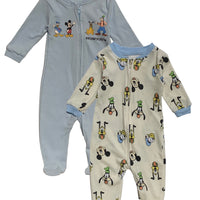Disney Baby Boys' Mickey Mouse 2 Pack Footed Coverall Set, Boys 0-9M