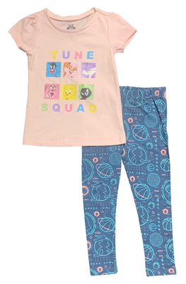 Looney Tunes Little Girls' Space Jam Tune Squad T-Shirt and Leggings Set, Girls 4-6x
