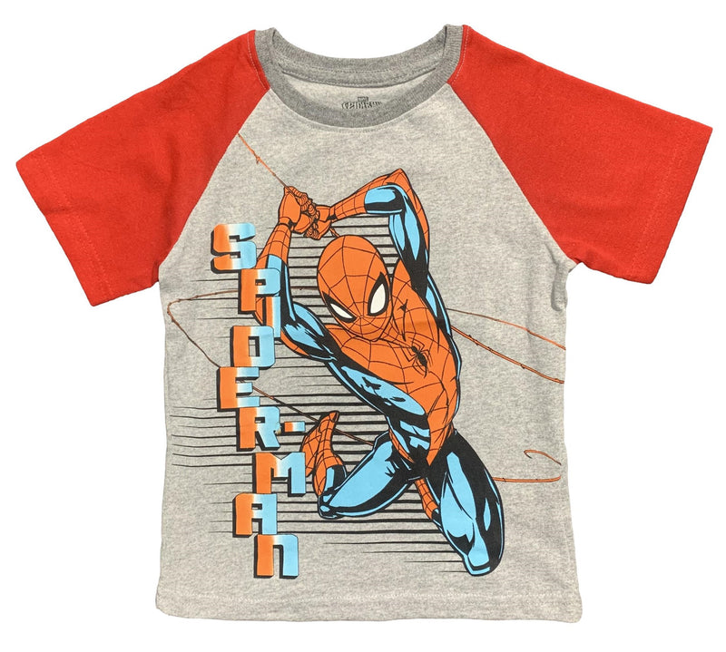 Marvel Little Raglan Apparel Boys\' Swinging Spiderman Web Boys T-Shirt, | LoCo 4-7