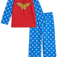 DC Comics Wonder Woman or Batgirl Pajamas Set with Long Sleeve Top & Pants, Girls 5-8
