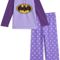 DC Comics Wonder Woman or Batgirl Pajamas Set with Long Sleeve Top & Pants, Girls 5-8