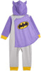 DC Comics Toddler Girls Batgirl & Supergirl Zip-Up Pajama Coveralls with Cape and Sleep Mask, Girls 2T, 3T, 5/6