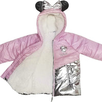 Disney Minnie Mouse Toddler and Little Girls Winter Coat Puffer Jacket, 2T-4T, 5-6