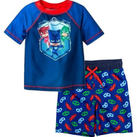 PJ Masks Toddler Boys' Rash Guard and Swim Trunks Set, Sizes 2T-5T