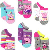 Peppa Pig Little Girls' 6 Pack Socks, Size 4-6 (Shoe Size 7-10)