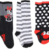 Disney Toddler Girls' Minnie Mouse 3 Pack Knee High Socks, Size 4-6 (Shoe Size 7-10)