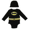 DC Comics Baby Boys' Batman Long Sleeve Bodysuit with Hat, Black 0-9 Months