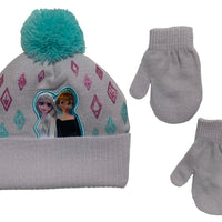 Disney Frozen Toddler Girls' Cuffed Beanie Hat and Mittens Set, One Size