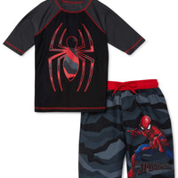 Marvel Spiderman Boys' Rash Guard and Swim Trunk Set, Boys 8, 10/12