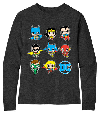 DC Comics Boys' Batman Chibi Grid Long Sleeve T-Shirt, Sizes 4-16