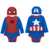 Marvel Baby Boys' Spiderman or Captain America Long Sleeve Bodysuit with Hat, 0-9 Months