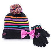 Jojo Siwa Little Girls' Striped Beanie Hat and Gloves Set, Ages 4-7 One Size