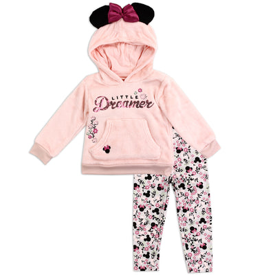 Minnie Mouse Baby Girls' Plush Embroidered Hoodie and Leggings Set