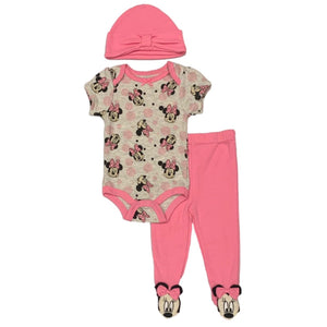 Disney Minnie Mouse 3 Piece Bodysuit and Pants Layette Set (Baby Girls)