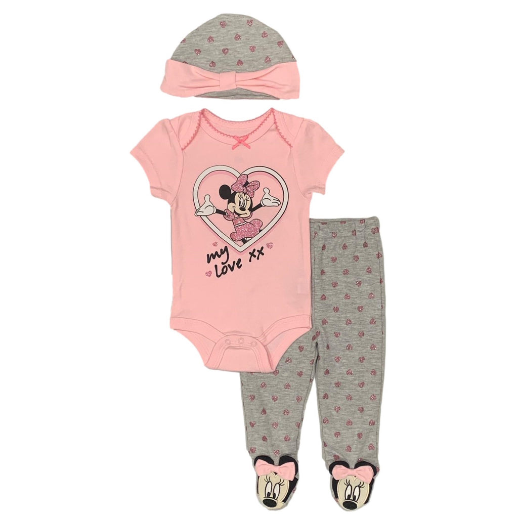 Disney Baby Girls' Minnie Bodysuit, 3-Pack 
