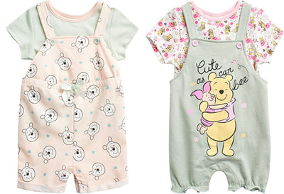 Disney Baby Girls' Winnie the Pooh Shortall Set, Girls 0-9M