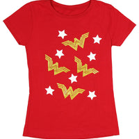 Wonder Woman Girls 6-16 Glitter Logo T-Shirt