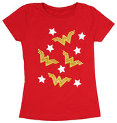 Wonder Woman Girls 6-16 Glitter Logo T-Shirt