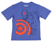 Captain America with Shield Boys' Pin-Striped T-Shirt, Boys 4-18