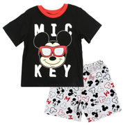 Disney Toddler Boys' Mickey Mouse Knit Shorts Set (4T)