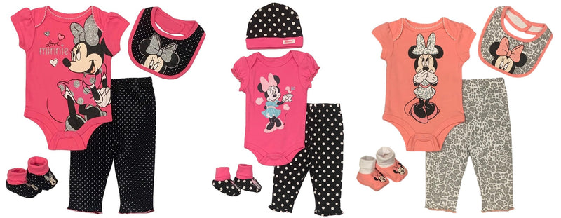 Disney Minnie Mouse 4 Piece Bodysuit and Pants Layette Set (Baby