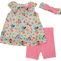 Minnie Mouse Baby Girls Chiffon Top and Shorts Set with Headband